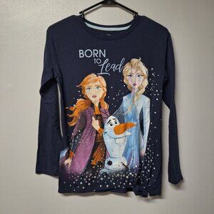 Disney Frozen II Shirt Girls XL 14‎ 16 Long Sleeve Blue Princess Anna Olaf Elsa